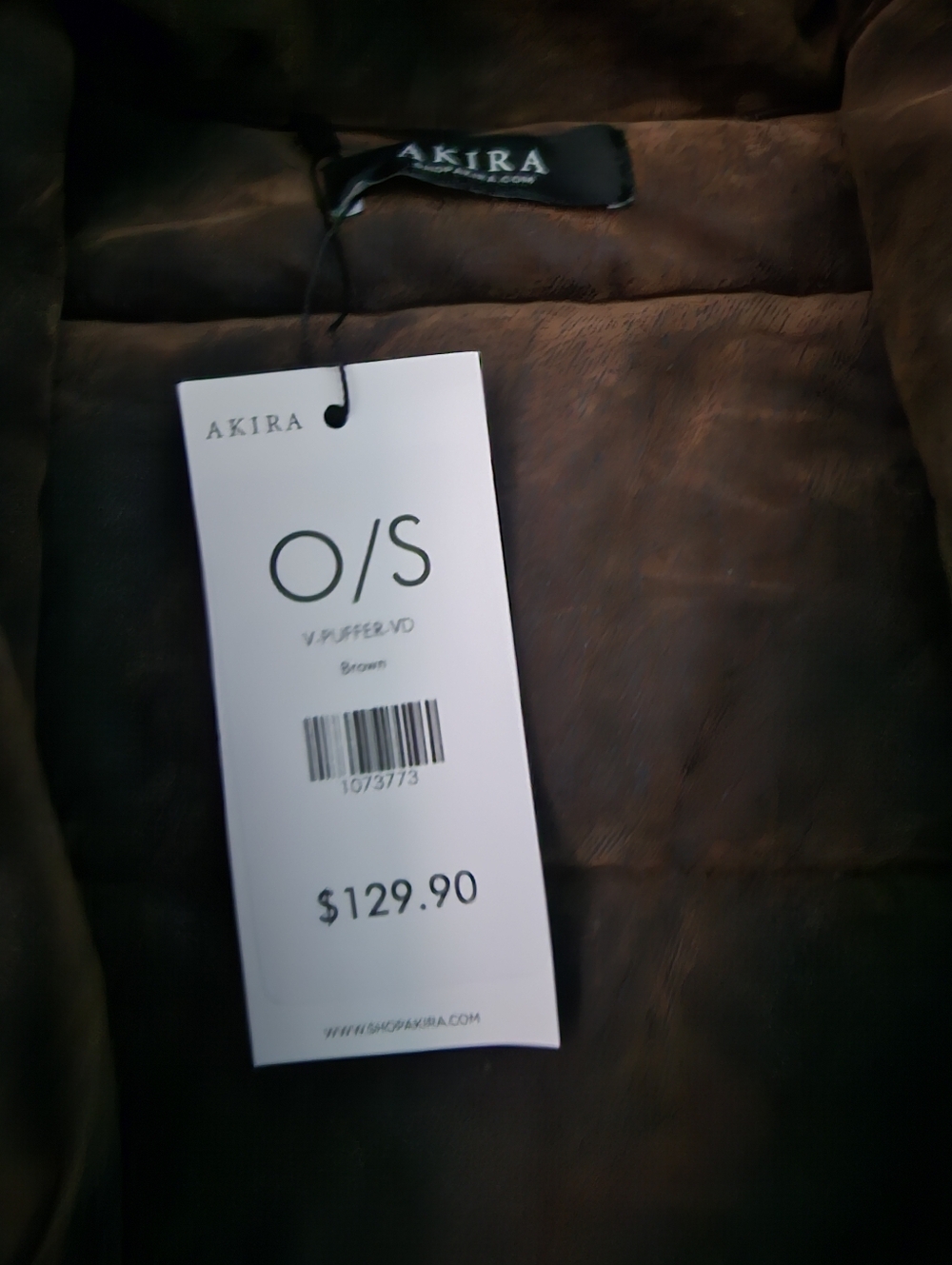 Akira Pilot Jones Puffer Vest Quilted Brown Padded Velvet Denim - Picture 3 of 8